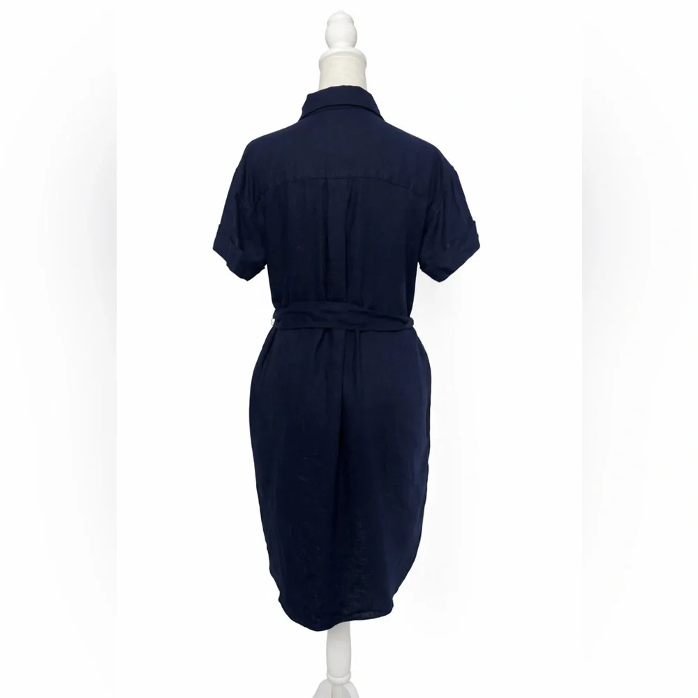 NWOT / J.crew factory Linen-blend belted mini shirt-dress